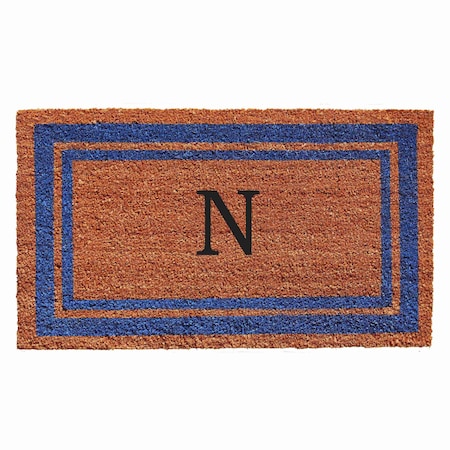 Monogram Door Mat, Natural, Blue, 18 in W x 30 in L